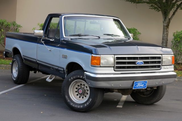 1989 Blue over Silver Ford F-250 Standard Cab Pickup