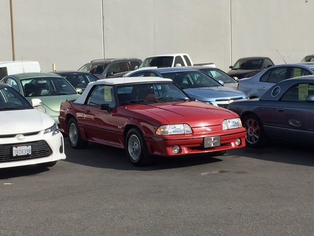 1989 Red Ford Mustang Convertible