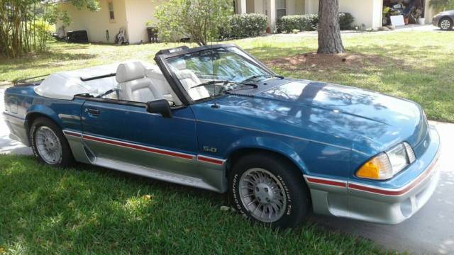 1989 Blue/Silver Ford Mustang Convertible