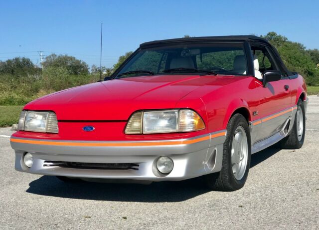 1989 Red Ford Mustang Convertible