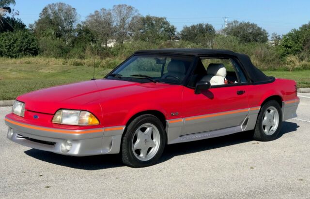 1989 Red Ford Mustang Convertible