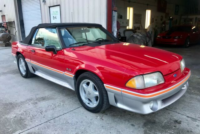 1989 Red Ford Mustang Convertible