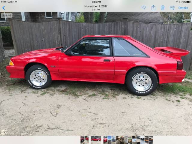1989 Red Ford Mustang Hatchback