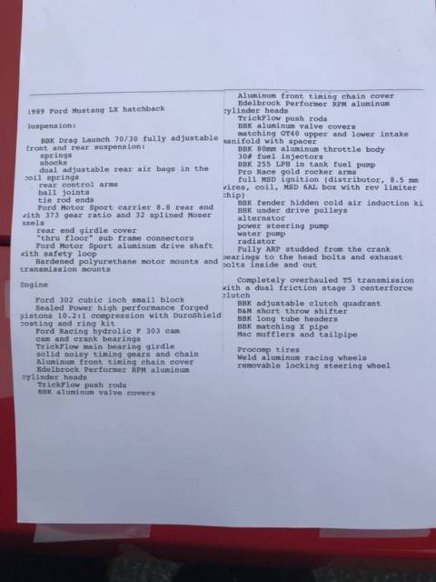 1989 Red Ford Mustang Hatchback