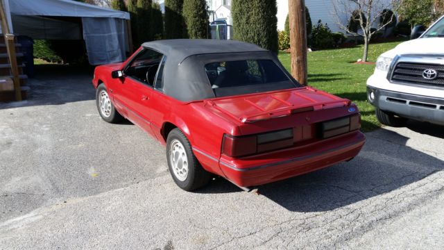 1989 Red Ford Mustang Convertible