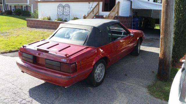 1989 Red Ford Mustang Convertible