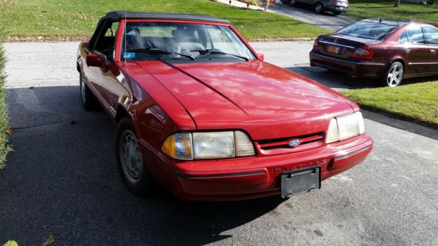 1989 Red Ford Mustang Convertible