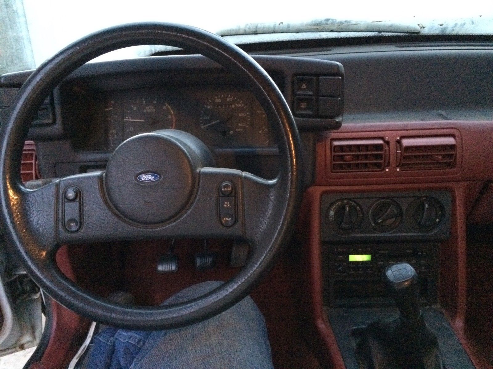 1989 Pearl White/Flat Black Ford Mustang Sedan