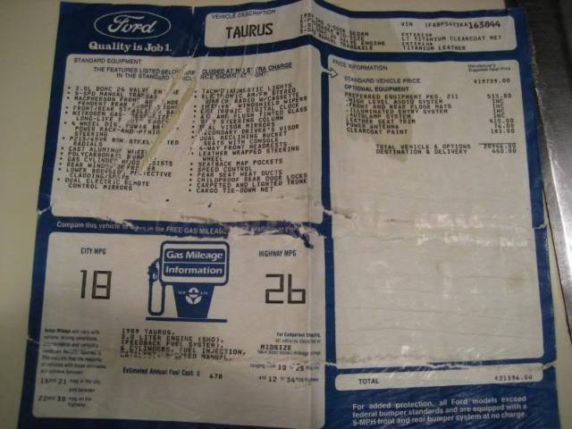 1989 Gray Ford Taurus Sedan