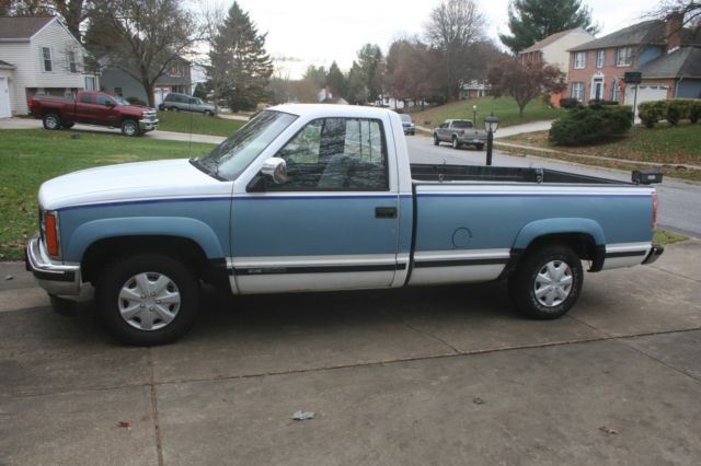 1989 Blue/WHITE GMC Sierra 1500 Standard Cab Pickup