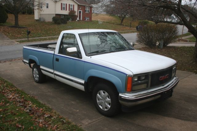1989 Blue/WHITE GMC Sierra 1500 Standard Cab Pickup