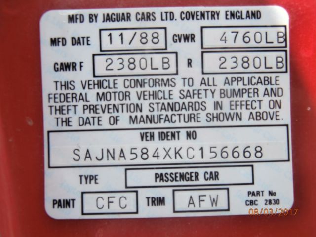 1989 Red Jaguar XJS Coupe