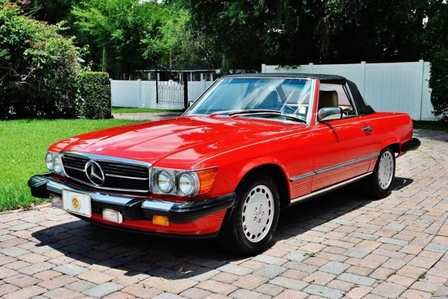1989 Red Mercedes-Benz SL-Class Convertible