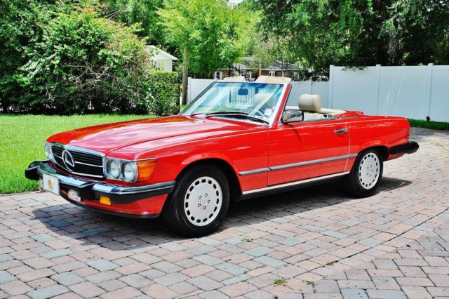 1989 Red Mercedes-Benz SL-Class Convertible