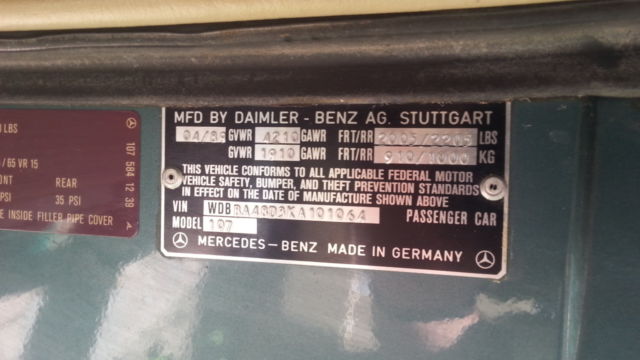 1989 Green Mercedes-Benz SL-Class Convertible