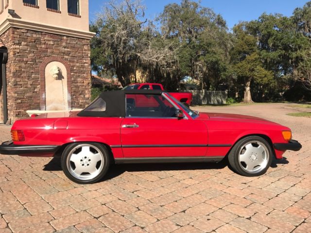 1989 Red Mercedes-Benz SL-Class Convertible