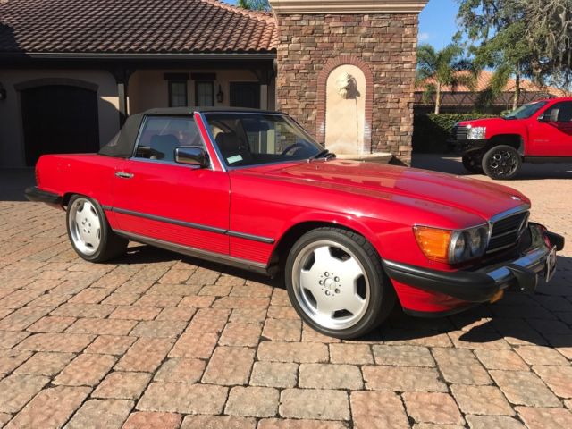1989 Red Mercedes-Benz SL-Class Convertible