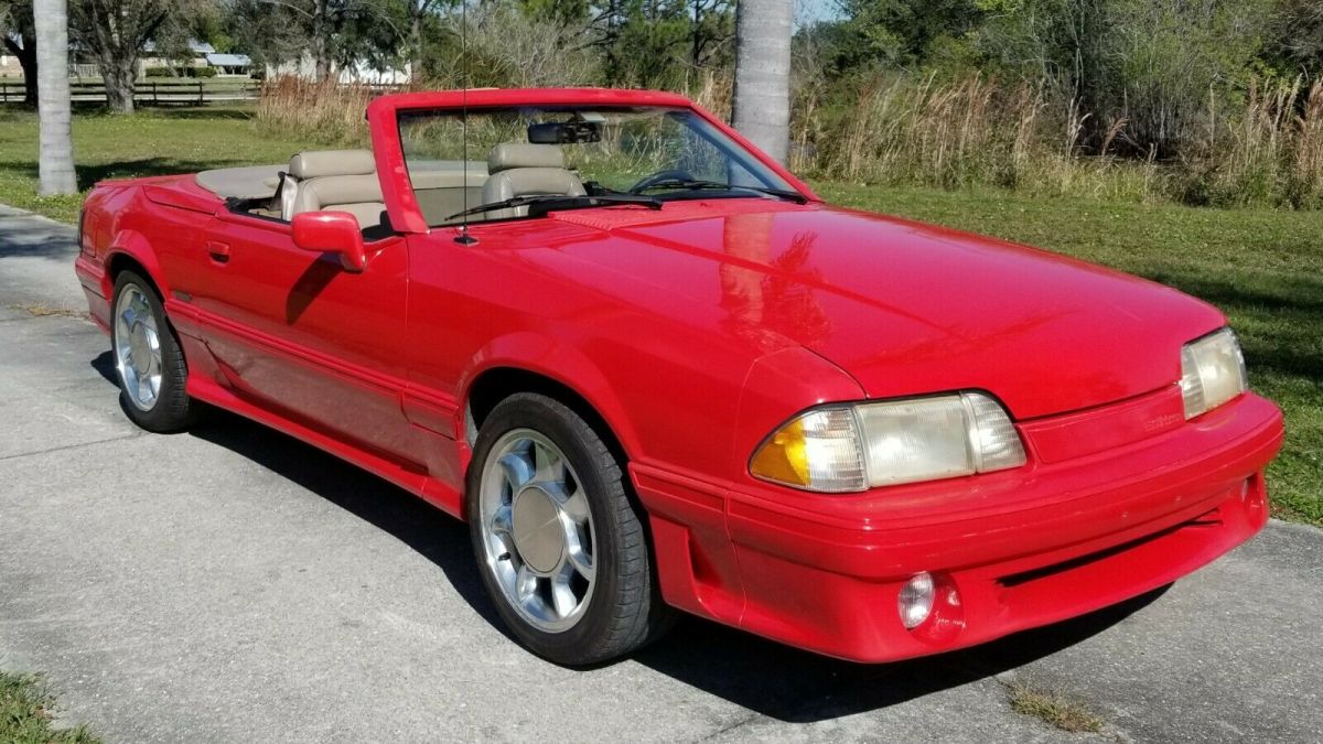 1989 Red Ford Mustang Convertible