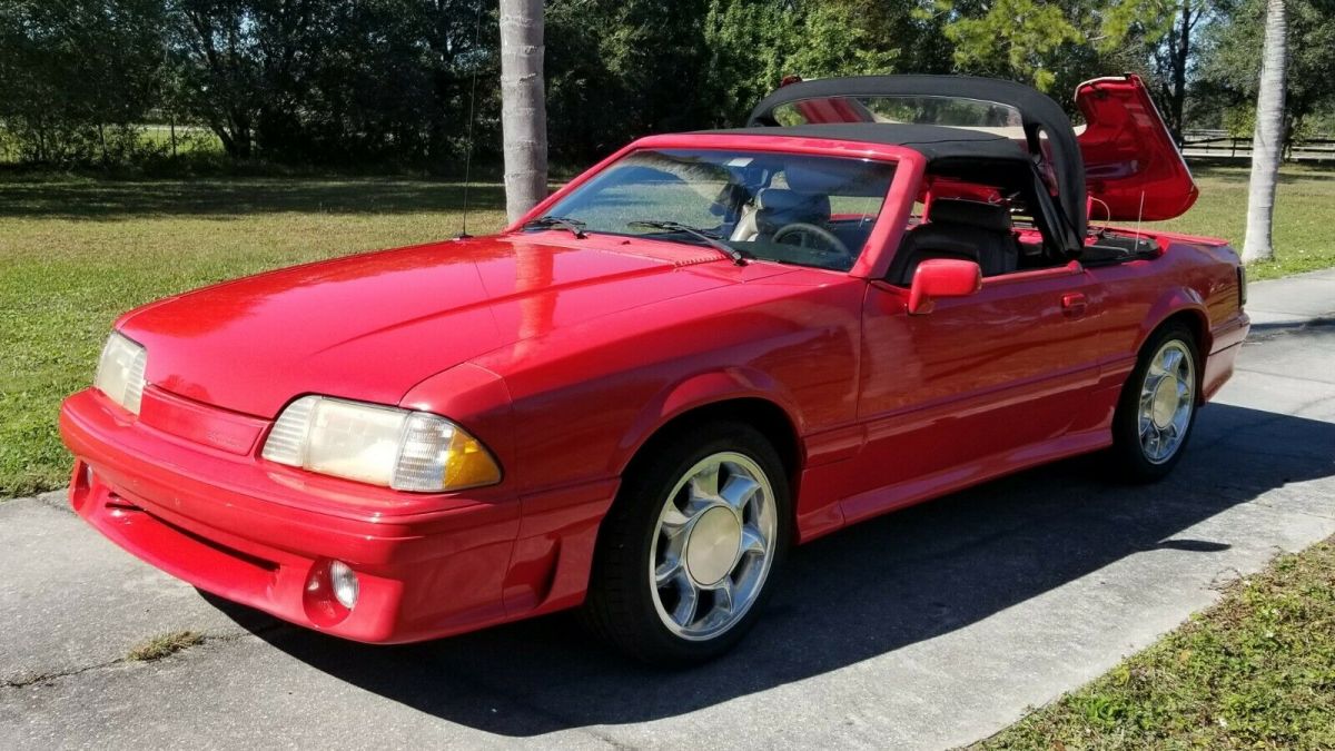 1989 Red Ford Mustang Convertible