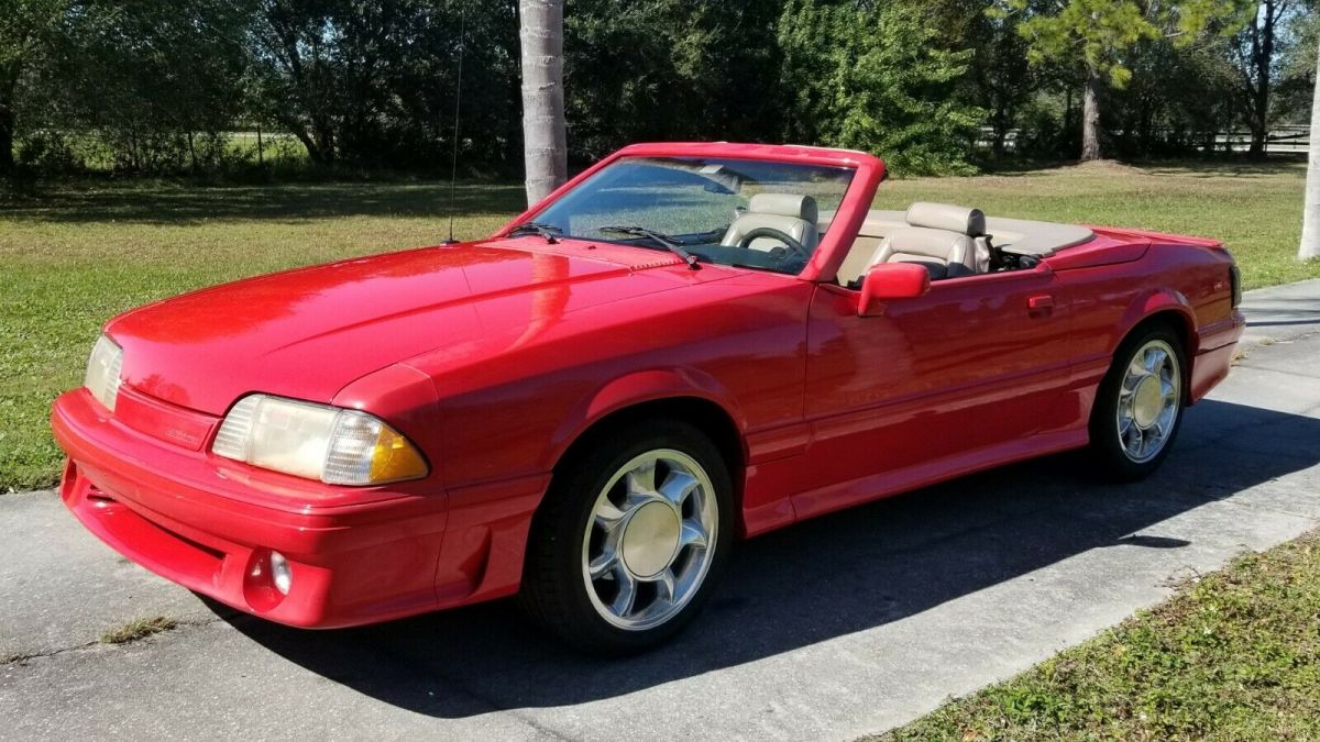 1989 Red Ford Mustang Convertible