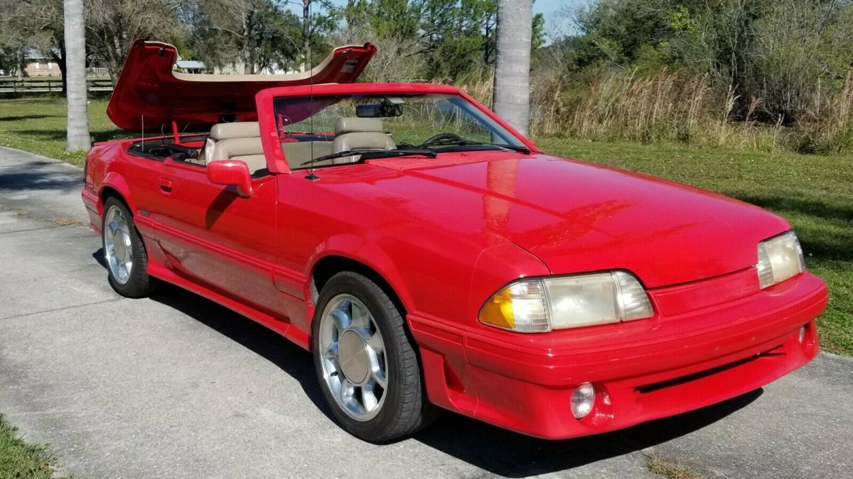 1989 Red Ford Mustang Convertible