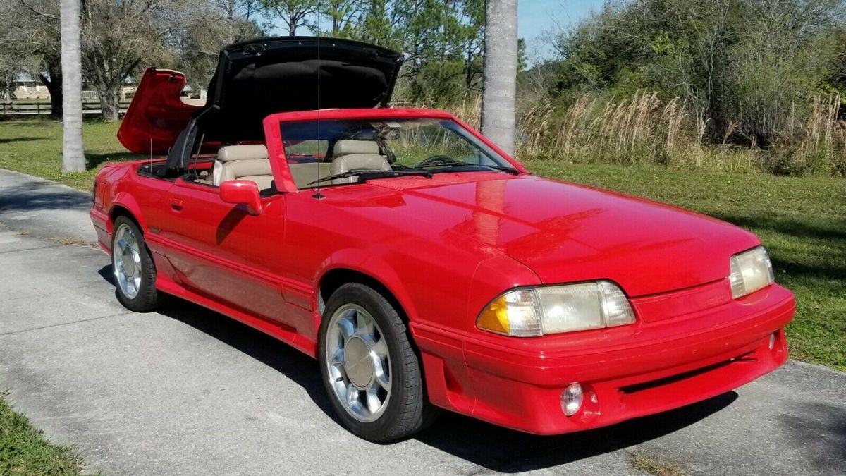 1989 Red Ford Mustang Convertible