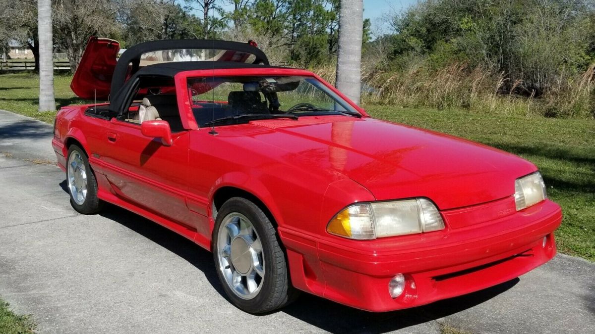 1989 Red Ford Mustang Convertible