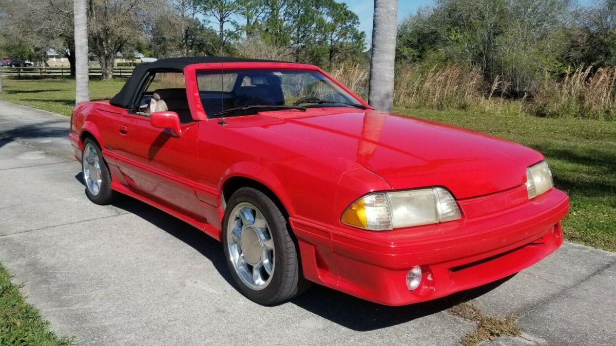 1989 Red Ford Mustang Convertible