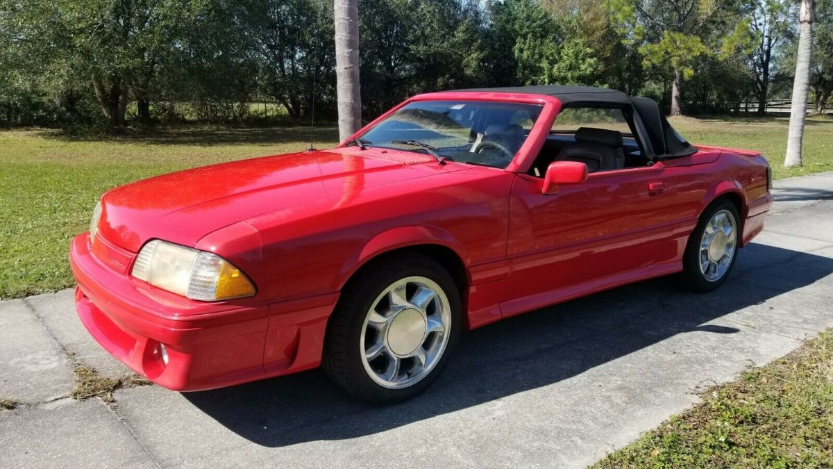 1989 Red Ford Mustang Convertible