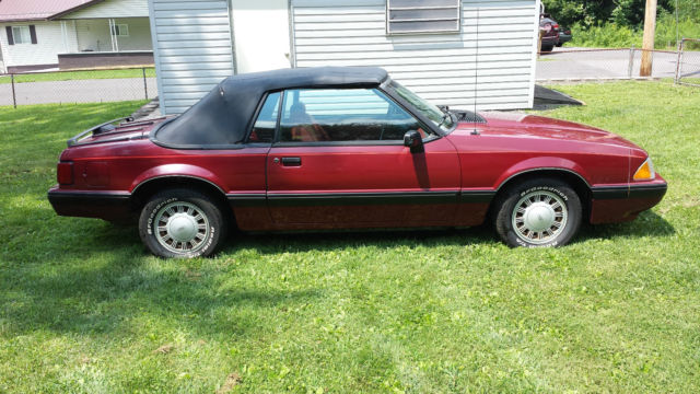 1989 Burgundy Ford Mustang Convertible