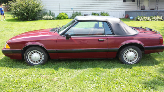 1989 Burgundy Ford Mustang Convertible