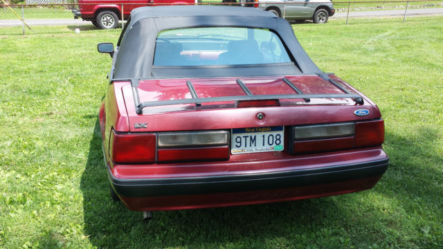 1989 Burgundy Ford Mustang Convertible