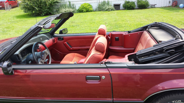 1989 Burgundy Ford Mustang Convertible