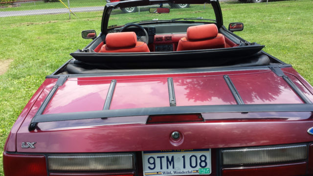 1989 Burgundy Ford Mustang Convertible