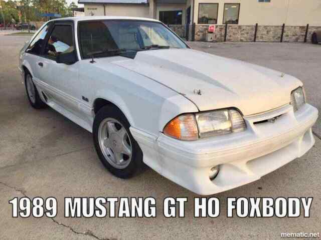 1989 White Ford Mustang Hatchback