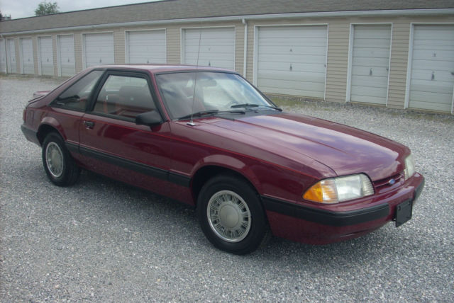 1989 Burgundy Ford Mustang Hatchback