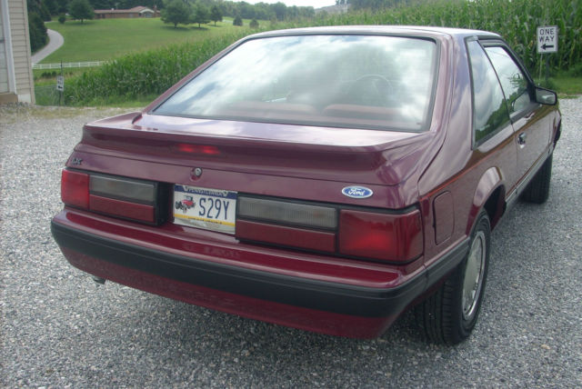 1989 Burgundy Ford Mustang Hatchback