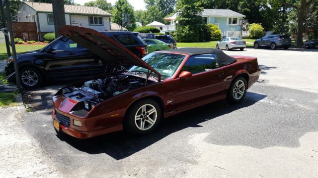 1989 Dark Red with Grey Stripes Chevrolet Camaro Convertible