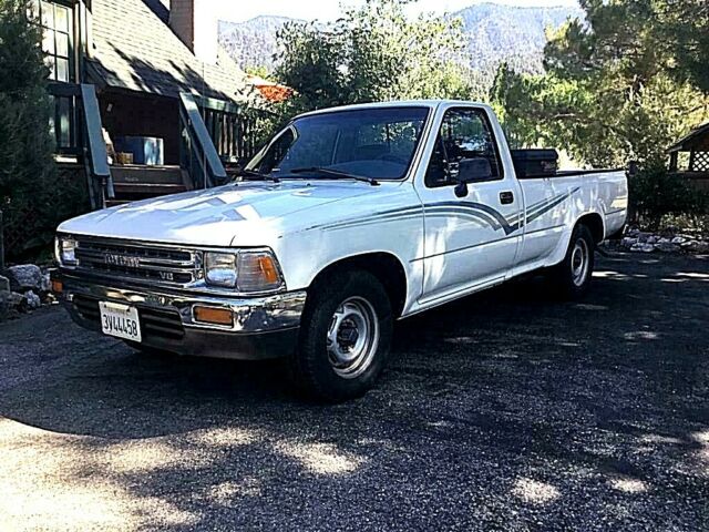 1989 White Toyota Long BED PIckup With tool box Standard Cab Pickup