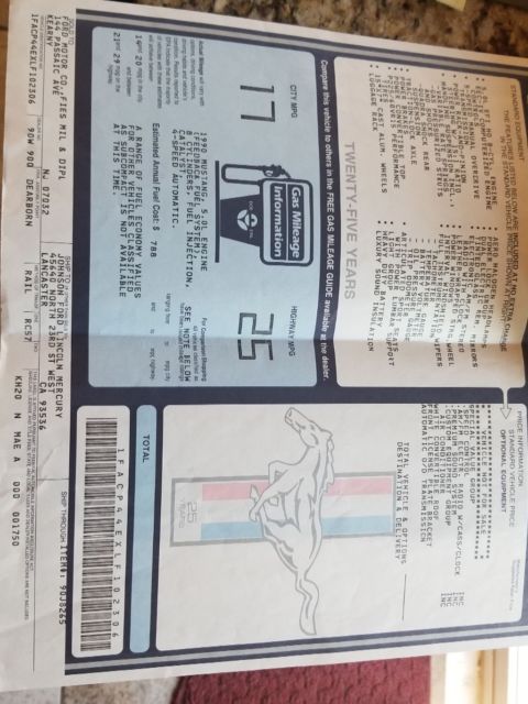 1990 White Ford Mustang Convertible