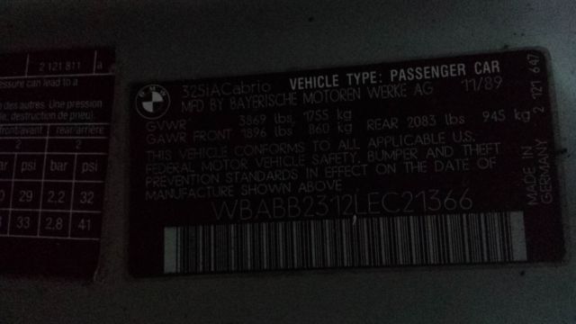 1990 Silver BMW 3-Series Convertible