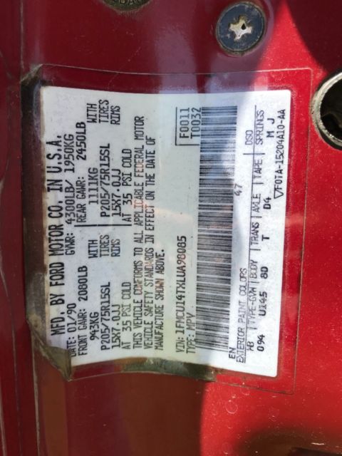 1990 Red Ford Bronco II Hatchback