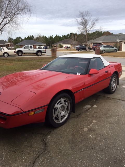 1990 Red Chevrolet Corvette Convertible