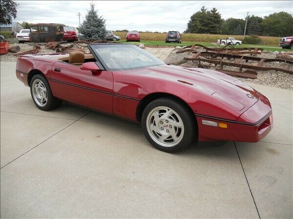 1990 Burgundy Chevrolet Corvette Convertible