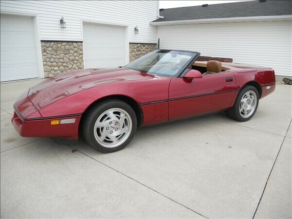 1990 Burgundy Chevrolet Corvette Convertible