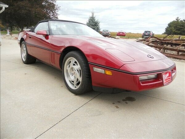 1990 Burgundy Chevrolet Corvette Convertible