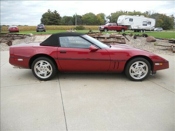 1990 Burgundy Chevrolet Corvette Convertible