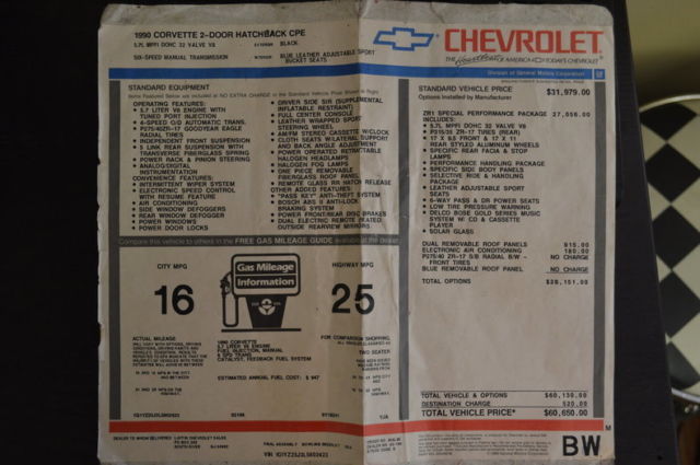1990 Black Chevrolet Corvette --