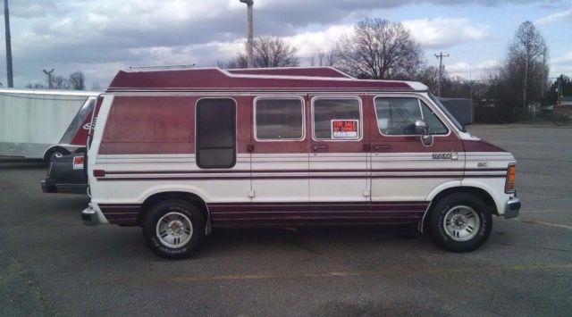 1990 Dodge Mark III Custom Ram B 250 Burgundy & White Van for sale ...