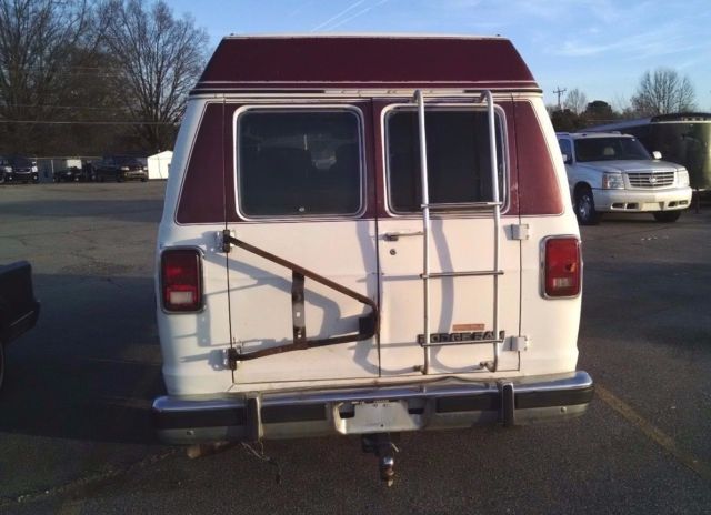 1990 Burgundy and White Dodge Ram 2500 Custom Passenger Van